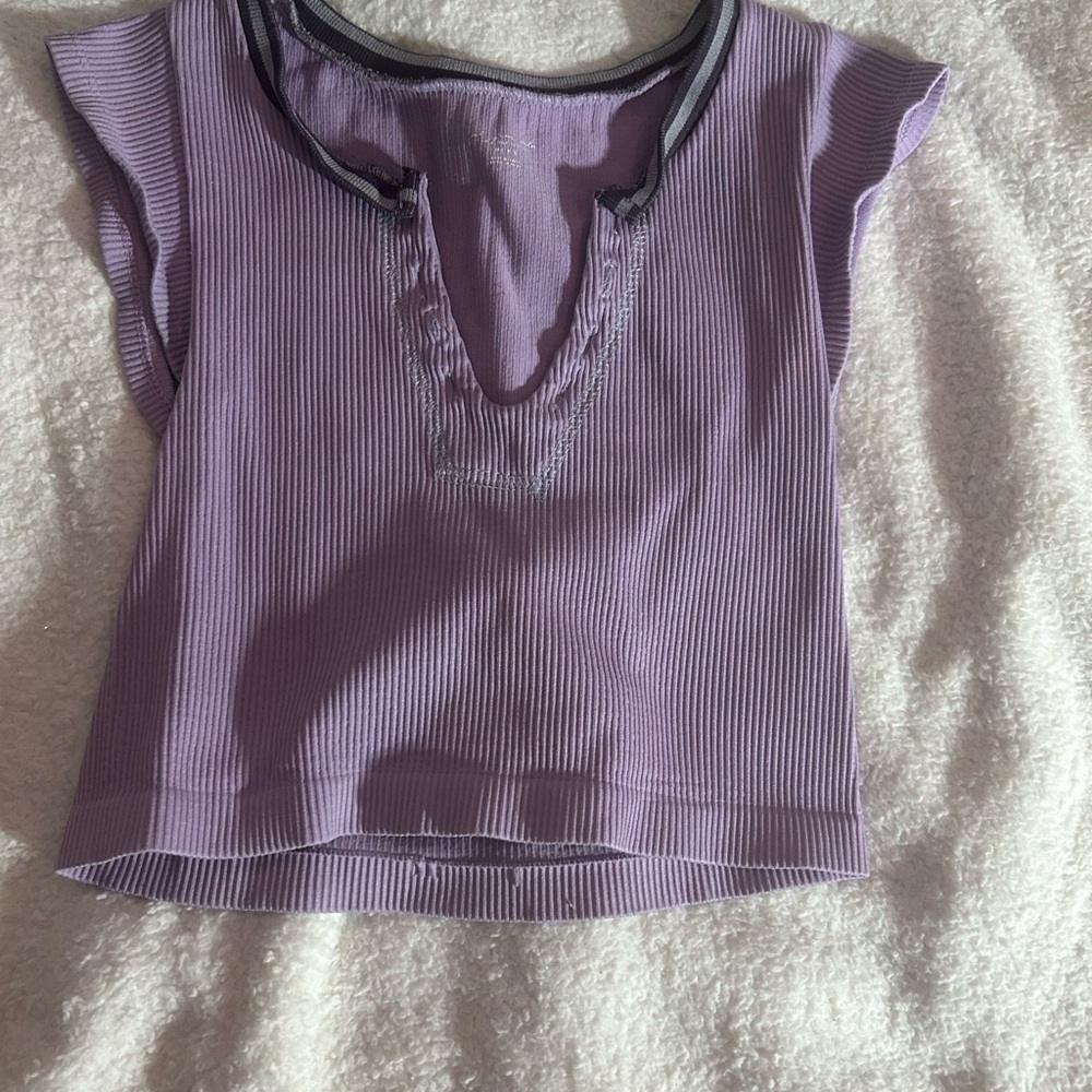 American Eagle Outfitters Lavender Ribbed Top